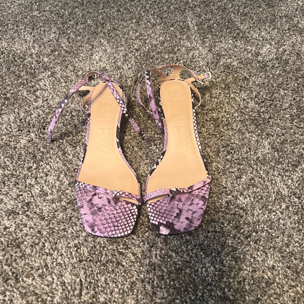 J. Crew Purple Snakeskin kitten heel Sandals